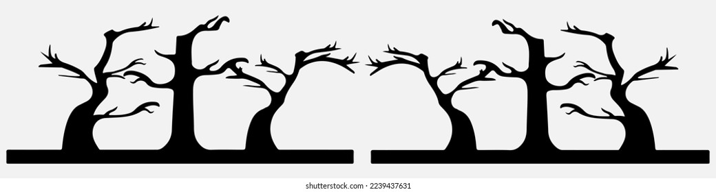 Bare tree Silhouette art vector design plant bare shape for websites, printing and others.