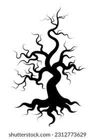 Bare tree, silhouette, asset design on white background.