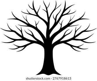 Bare tree silhouette branches nature graphic