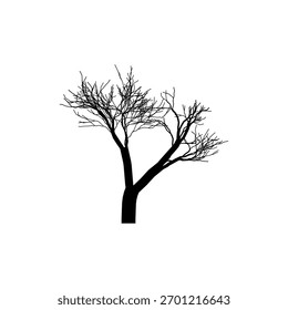 Bare Tree Silhouette Graphic Design Element einzeln auf weißem Hintergrund
