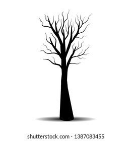 Bare Tree silhouette with  roots isolated on white background, tree logo inspiration, design element and decoration vector illustration eps 10