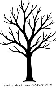 Bare Tree Silhouette Vector Black Branch Clipart on White Background