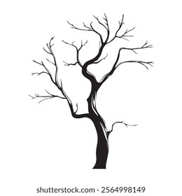 Bare tree silhouette vector design with white background