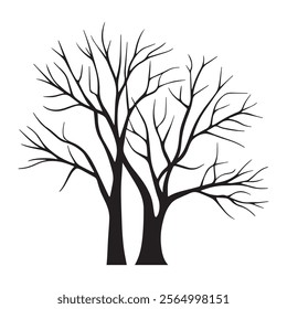 Bare tree silhouette vector design with white background