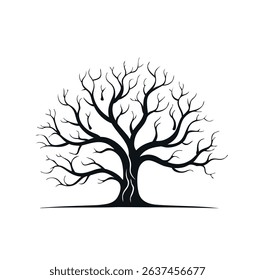 Bare tree silhouette winter nature illustration design
