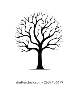Bare tree silhouette winter nature design element
