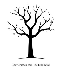Silhouette de árbol desnudo sin hojas. Ilustración del vector