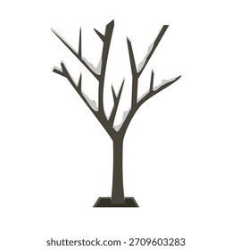 Árbol desnudo con nieve. Nevada en las ramas desnudas de los árboles. Rama de árbol de invierno con copos de nieve. Rama de árbol de invierno polvorienta con nieve