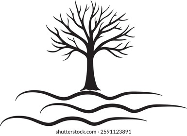 Bare tree vector art illustration.