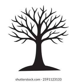 Bare tree vector art logo illustration.