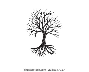 Bare tree vector, dry tree and fire wood illustration.