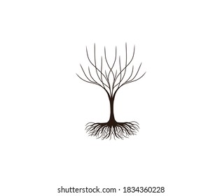 bare tree vector, silhouette of dry tree