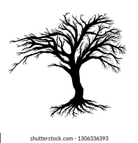 Bare Tree Vector, Silhouette Image - Vector Illustration