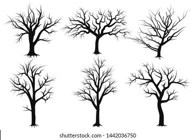 Bare Trees Set Black Silhouette Vector Stock Vector (Royalty Free ...