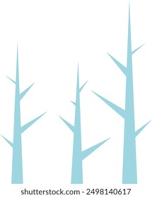 Siluetas de árboles desnudos. Plantas secas icono azul