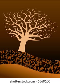 A bare vector tree background with space for text suitable for halloween use