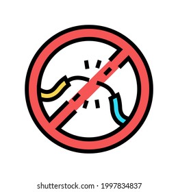 bare wires children safe prohibition sign color icon vector. bare wires children safe prohibition sign sign. isolated symbol illustration
