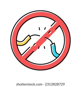 bare wires children safe prohibition sign color icon vector. bare wires children safe prohibition sign sign. isolated symbol illustration