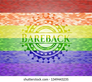 Bareback emblem on mosaic background with the colors of the LGBT flag