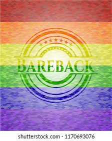 Bareback on mosaic background with the colors of the LGBT flag