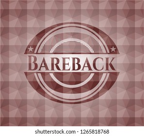 Bareback red emblem or badge with abstract geometric pattern background. Seamless.