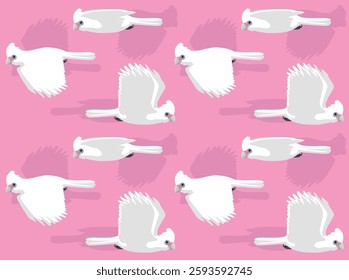 Bare-Eyed Cockatoo Cute Cartoon Character Seamless Wallpaper Background