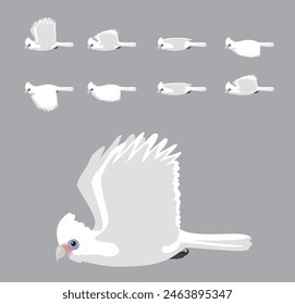 Bare-Eyed Cockatoo Flying Animation Sequence Cartoon Vector