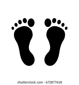 Barefoot Black Icon Isolated on White Background. Human Footprint Silhouette Illustration