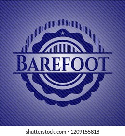 Barefoot emblem with jean background