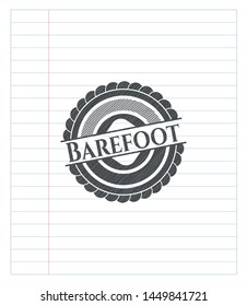 Barefoot emblem with pencil effect. Vector Illustration. Detailed.