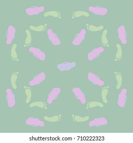 Barefoot, Flip flops pattern. Hand drawn.