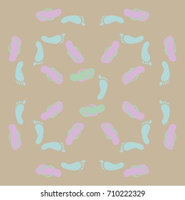 Barefoot, Flip flops pattern. Hand drawn.