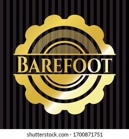 Barefoot golden badge or emblem. Vector Illustration. Detailed.