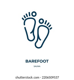 Barefoot icon. Linear vector illustration from sauna collection. Outline barefoot icon vector. Thin line symbol for use on web and mobile apps, logo, print media.