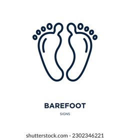 barefoot icon from signs collection. Thin linear barefoot, sole, print outline icon isolated on white background. Line vector barefoot sign, symbol for web and mobile
