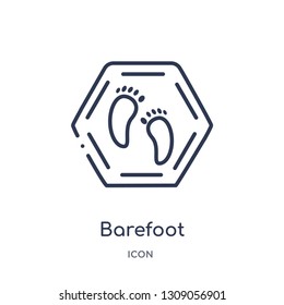 barefoot icon from signs outline collection. Thin line barefoot icon isolated on white background.