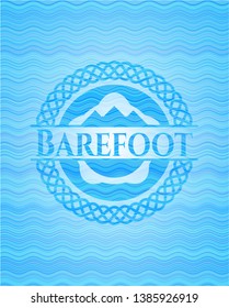 Barefoot light blue water badge background. Vector Illustration. Detailed.