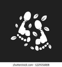 barefoot print leaf life natural symbol vector 