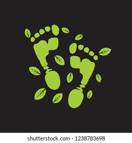 barefoot print with leaf life natural symbol 