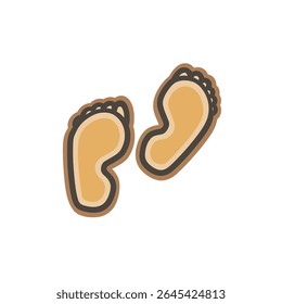 Barefoot prints graphic illustration shows footprints walking isolated