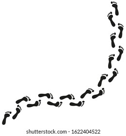 Barefoot prints isolated on white background. Human steps. Footprints. Vector