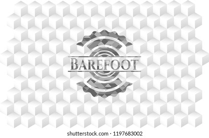  Barefoot realistic grey emblem with cube white background