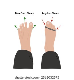 Barefoot shoes. Compare regular vs barefoot shoes. This shoe has a flexible upper and outsole that allows the feet to move and flex naturally, and effectively engage every bone