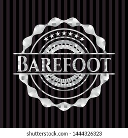 Barefoot silver shiny badge. Vector Illustration. Mosaic.
