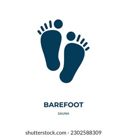 barfuß, Vektorsymbol. barfuß, menschlich, fußgefüllte Symbole aus dem flachen Saunakonzept. Einzeln schwarzes Symbol, Vektorgrafik-Symbol-Element für Webdesign und mobile Apps