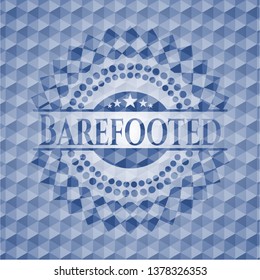 Barefooted blue emblem with geometric pattern.
