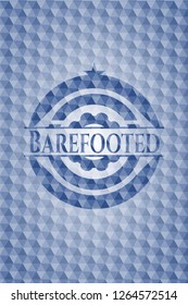 Barefooted blue hexagon badge.
