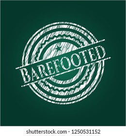 Barefooted chalk emblem written on a blackboard
