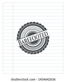 Barefooted emblem drawn in pencil. Vector Illustration. Detailed.