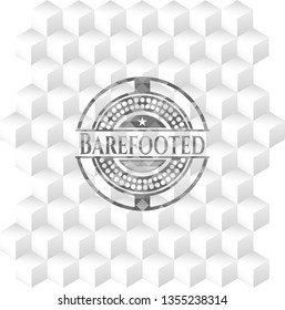 Barefooted grey emblem with cube white background